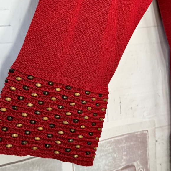 The Look Randolph Duke Rustic Orange Embellished Beaded Silk Sweater Top Plus 1 - Picture 7 of 12